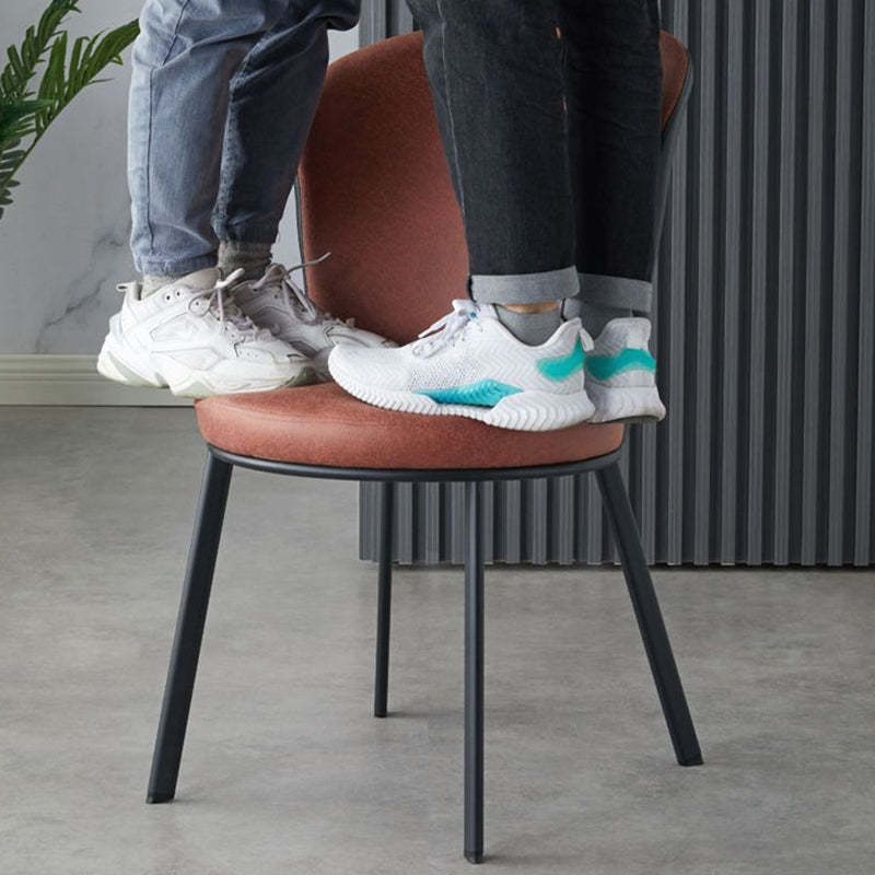 Scandinavian Round Leather Steel Dining Chair