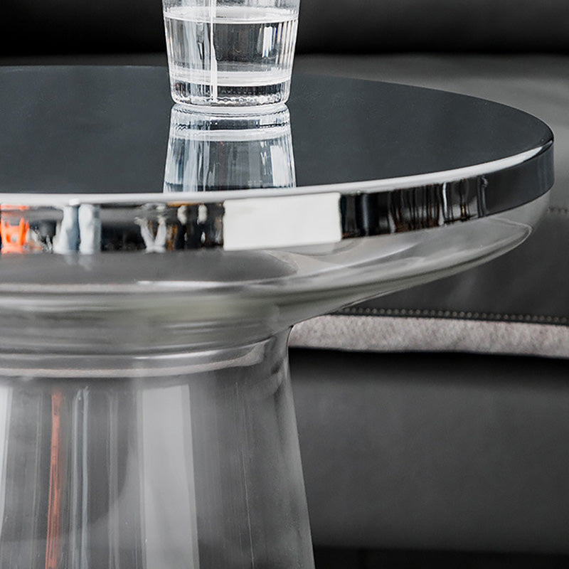 Minimalist Cone Glass Coffee Table — Rose Gold Tabletop + Transparent