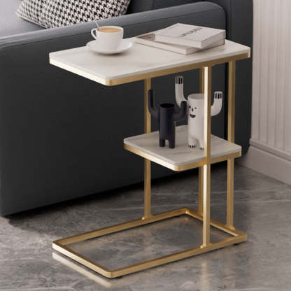 Nordic Rock Slab Metal End Table
