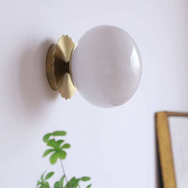 Modern Vintage Iron Glass Round Wall Sconce
