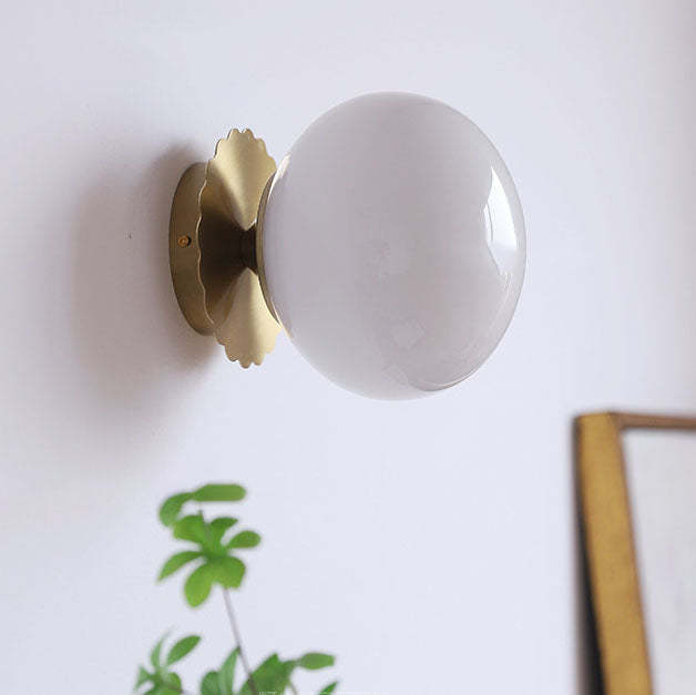 Modern Vintage Iron Glass Round Wall Sconce