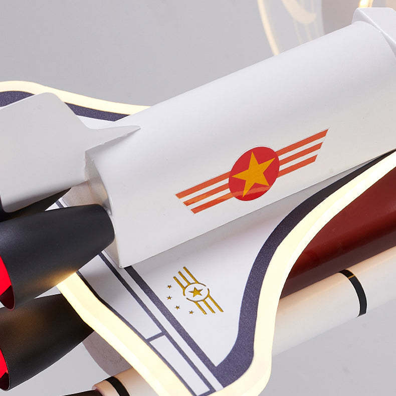 Iron Cartoon Aerospace Rocket Acrylic LED Kids Flush Light