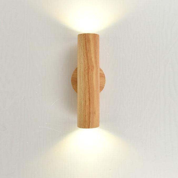 Modern Warm Solid Wood Double Head LED Sconce