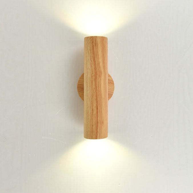 Modern Warm Solid Wood Double Head LED Sconce
