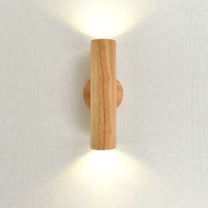Modern Warm Solid Wood Double Head LED Sconce