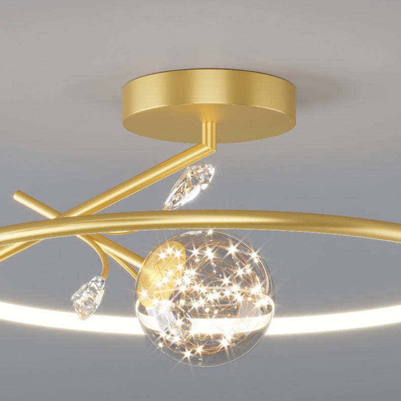 Modern Art Deco Iron Ring Star LED Pendant