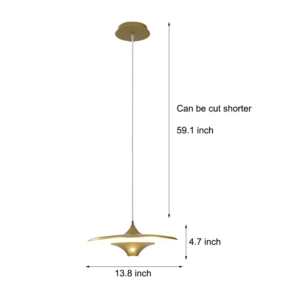 13.8" 1-Light Round UFO LED Metal Small Spaceship Pendant