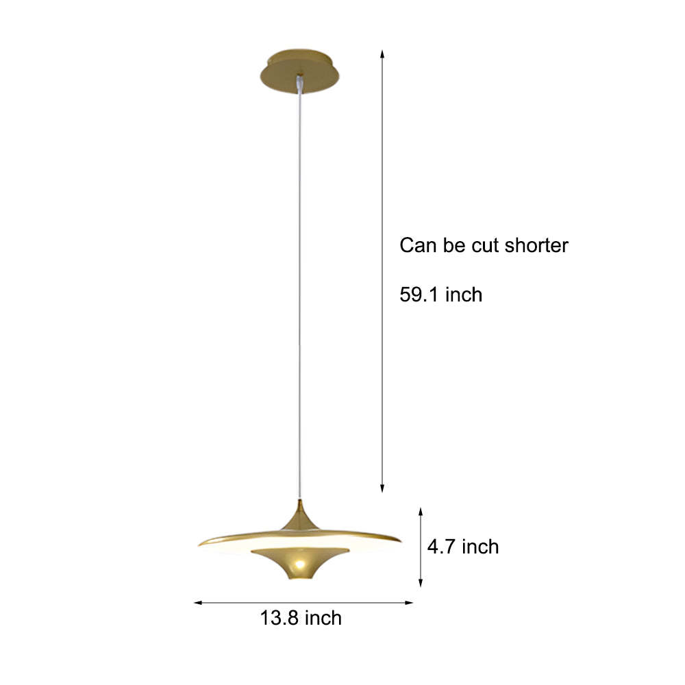 13.8" 1-Light Round UFO LED Metal Small Spaceship Pendant