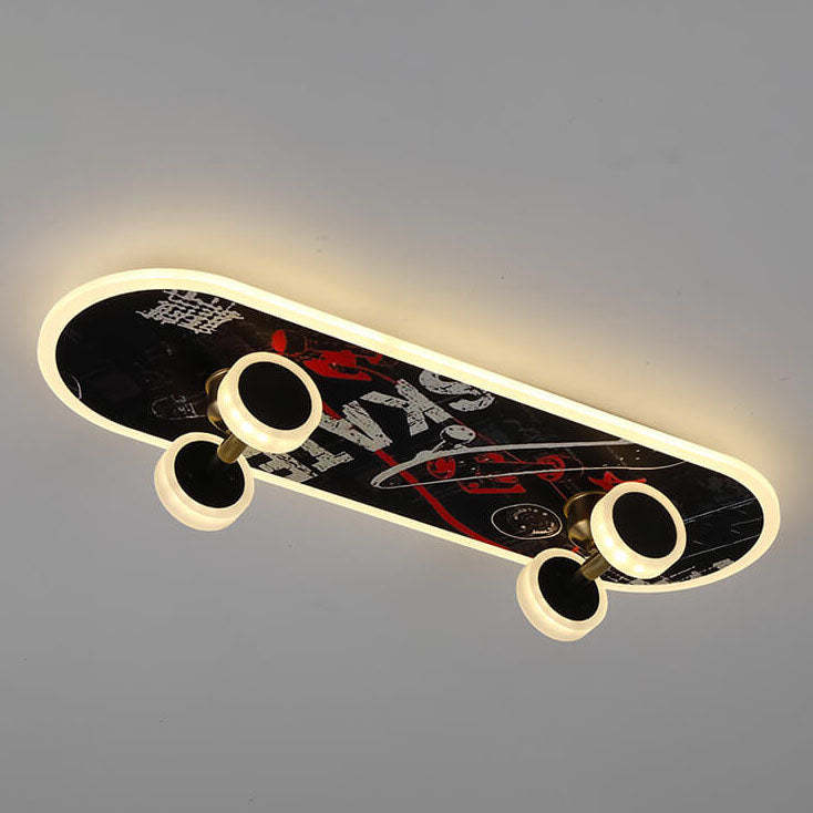 Cartoon Skateboard Acrylic LED Kids Flush Mount Light