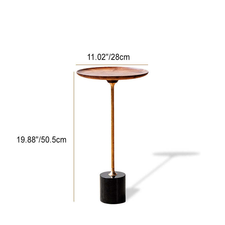 Minimalist Round Wood Metal End Table