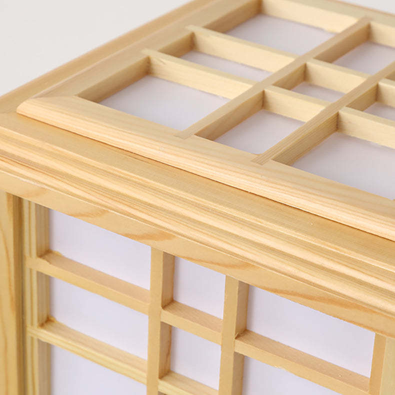 Japanese Wood Acrylic Pillar Rectangular Floor Lamp