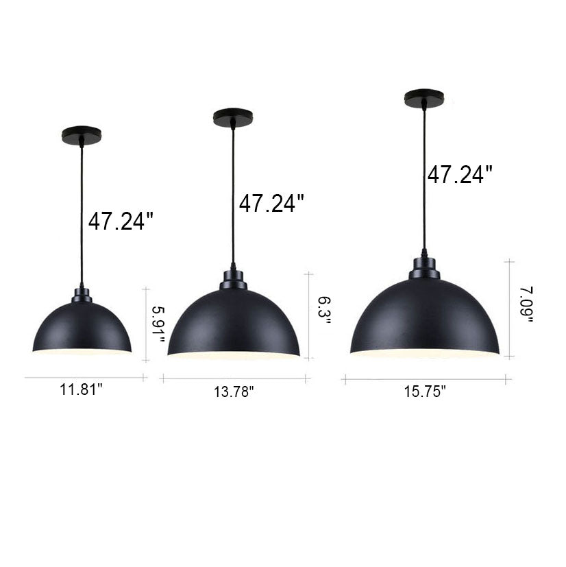 Industrial Iron Dome Pot Lid Pendant Light