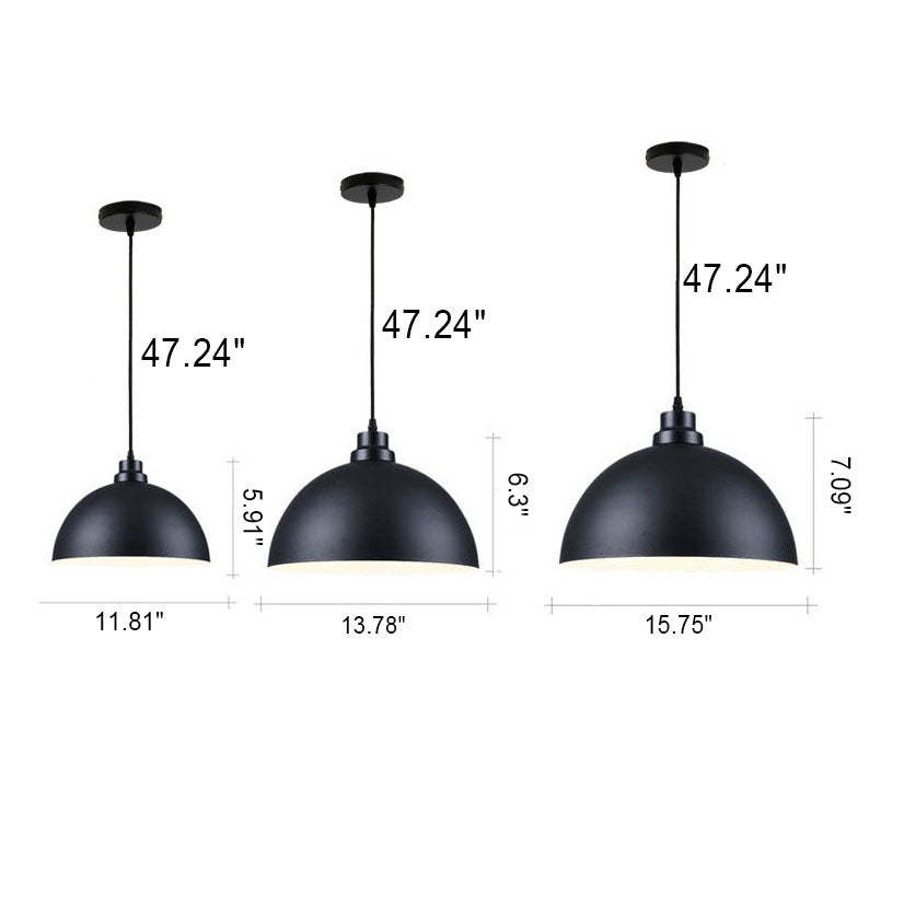 Industrial Iron Dome Pot Lid Pendant Light