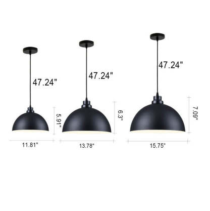 Industrial Iron Dome Pot Lid Pendant Light