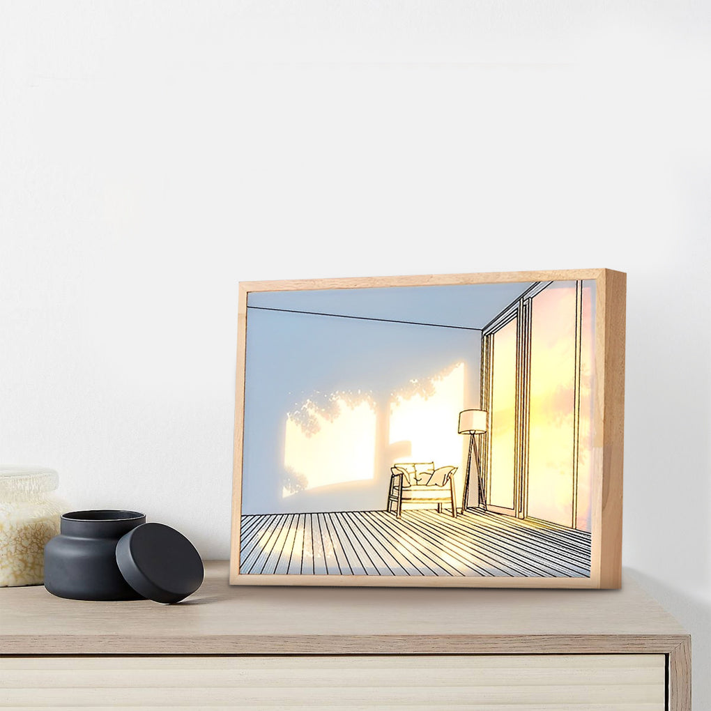 Wood Frame Ins Touch Dimmable LED Sunshine Night Light