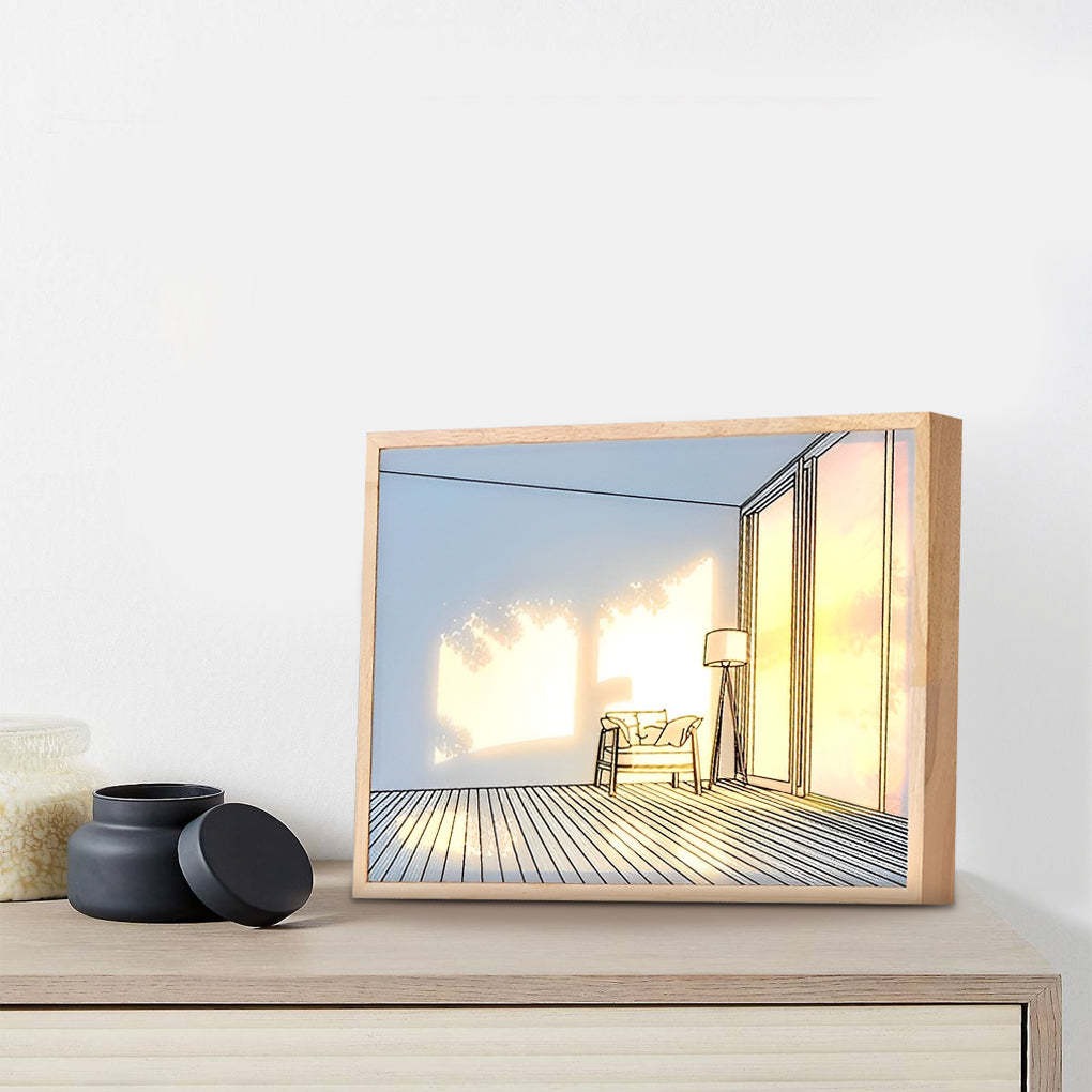 Wood Frame Ins Touch Dimmable LED Sunshine Night Light