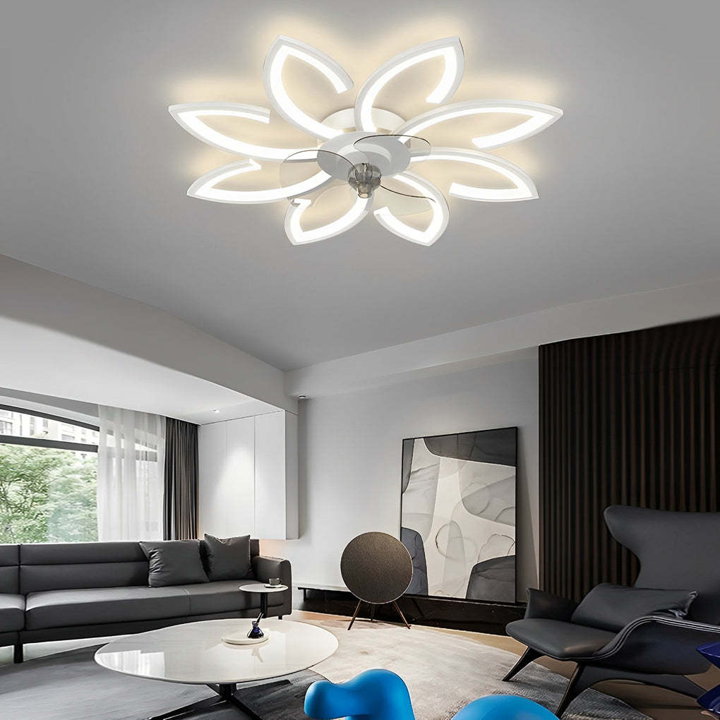 Flower Smart Silent Dimming LED Modern Fan