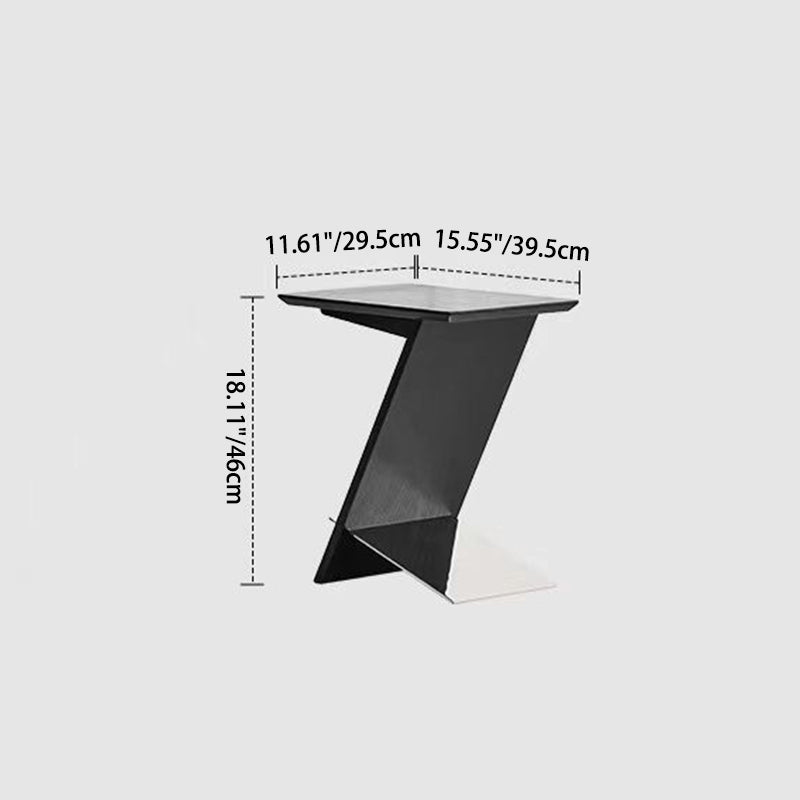 Minimalist Z-Shape Wood Metal End Table