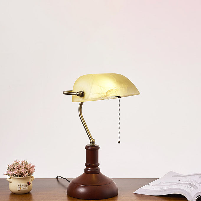 Vintage Solid Wood Glass Bank Zipper Lamp — C - Solid Wood+Yellow Shade / 110V-120V For US/CA