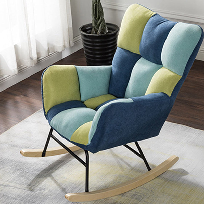 Nordic Patchwork Linen Rocking Chair