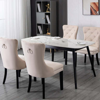 European Fabric Upholstered Tufted Dining Chair