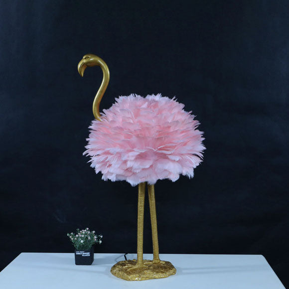 Nordic Goose Feather Metal Flamingo Ball Table Lamp