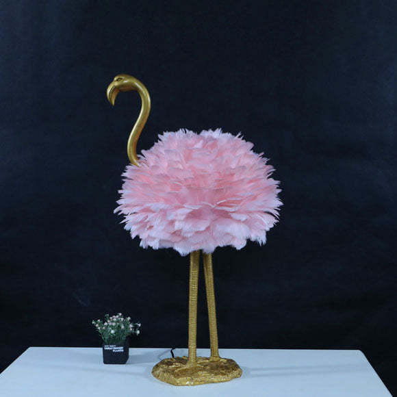 Nordic Goose Feather Metal Flamingo Ball Table Lamp