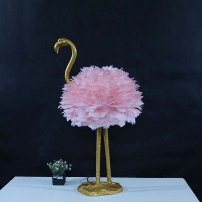 Nordic Goose Feather Metal Flamingo Ball Table Lamp