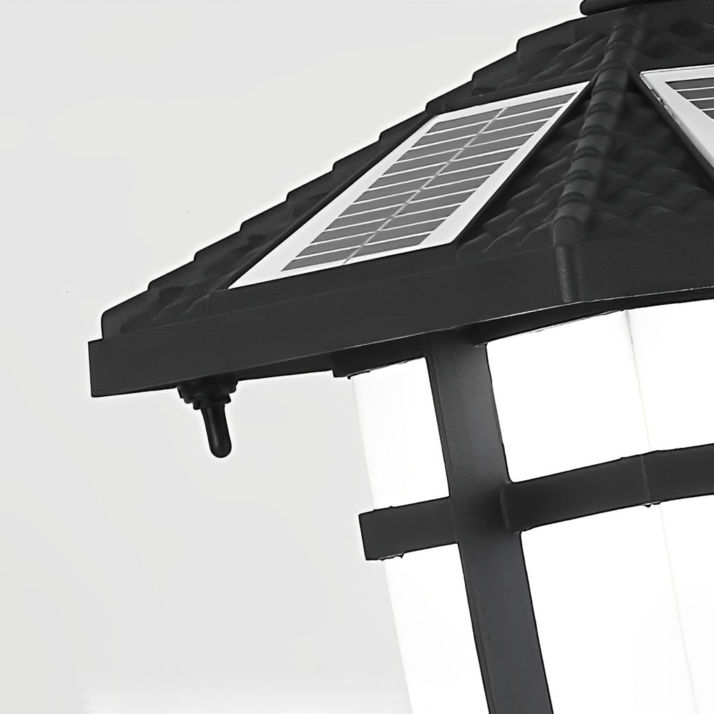 Modern Solar LED Lawn Lamp with Ancient Asian Style Top Waterproof Outdoor Light-Lighom