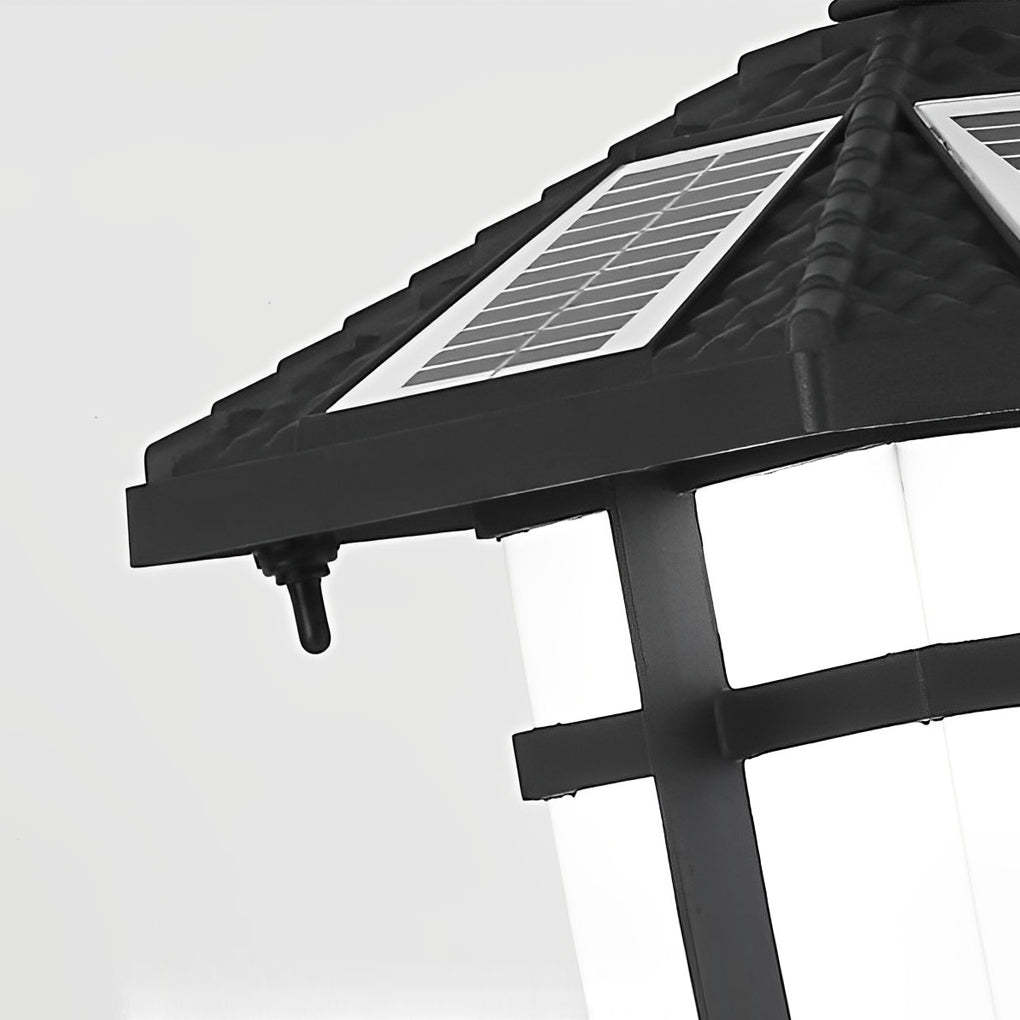 Modern Solar LED Lawn Lamp with Ancient Asian Style Top Waterproof Outdoor Light-Lighom