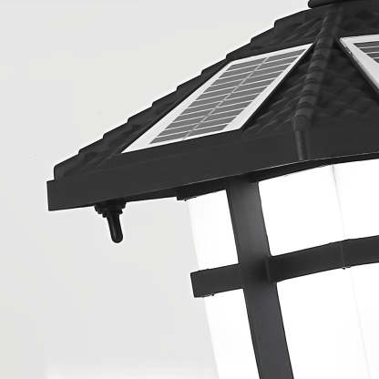Modern Solar LED Lawn Lamp with Ancient Asian Style Top Waterproof Outdoor Light-Lighom