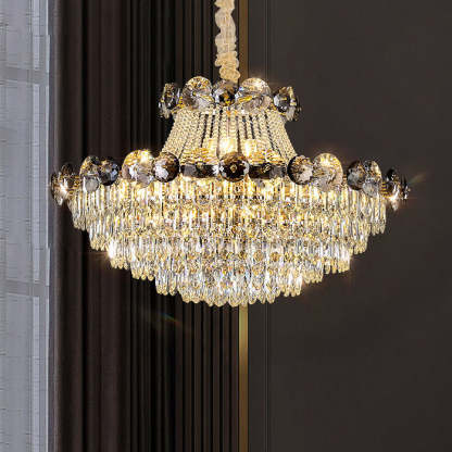Half Round Ball Crystal Iron Chandelier — 8 / 110V-120V For US/CA