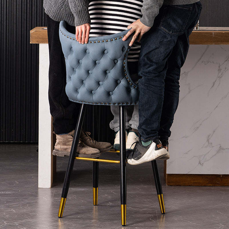 Contemporary Tufted Velvet Wingback Bar Stool