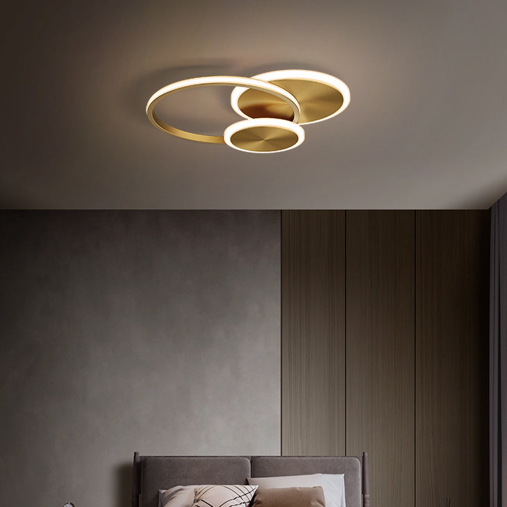 Minimalist Triple Circle Copper Acrylic LED Flush Light