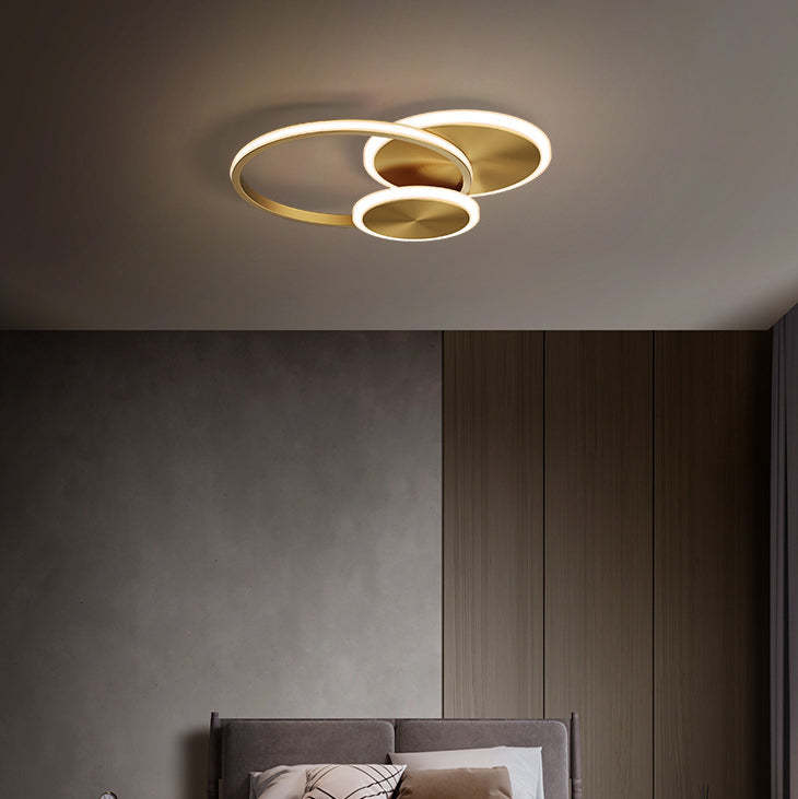 Minimalist Triple Circle Copper Acrylic LED Flush Light