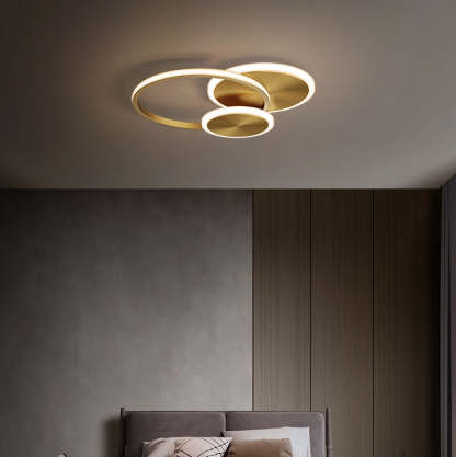 Minimalist Triple Circle Copper Acrylic LED Flush Light