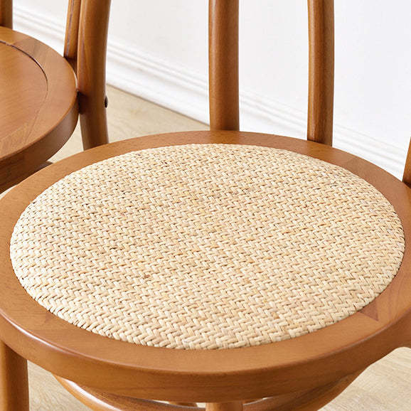 Retro Rattan Beech Metal Arched Dining Chair — Walnut Color / Wood