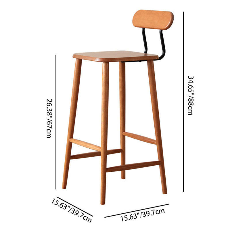 Nordic Square Wood Iron Bar Stool