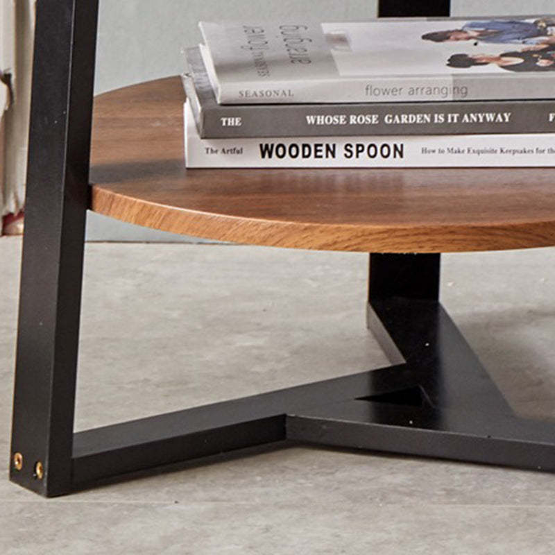 Nordic Round Iron 2-Tier Coffee Table — 2 - Tier / Walnut Color