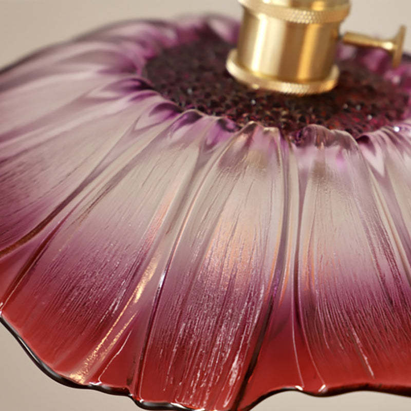 Vintage Lotus Leaf Glass Brass Pendant