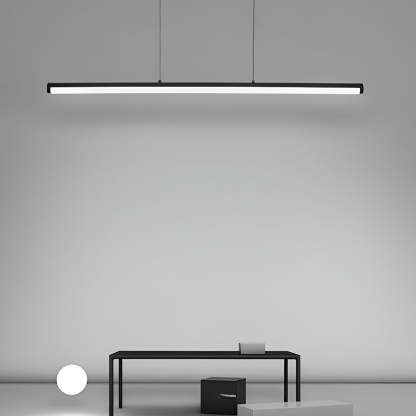 16'' Rectangular Long Matt Black Pendant Light Adjustable Warm White Ceiling Lights-Lighom