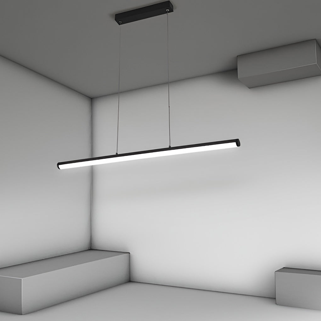 16'' Rectangular Long Matt Black Pendant Light Adjustable Warm White Ceiling Lights-Lighom