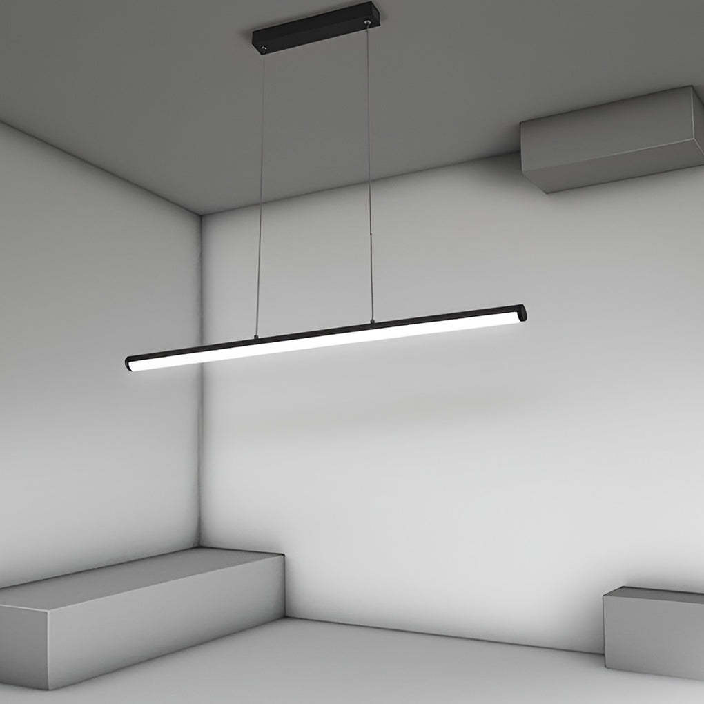 16'' Rectangular Long Matt Black Pendant Light Adjustable Warm White Ceiling Lights-Lighom