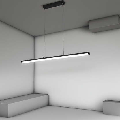 16'' Rectangular Long Matt Black Pendant Light Adjustable Warm White Ceiling Lights-Lighom