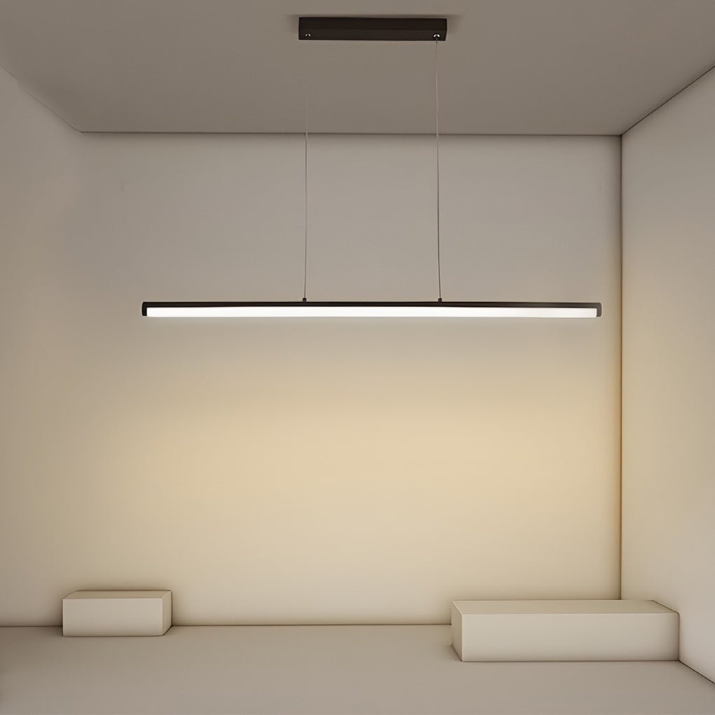 16" Rectangular Matte Black Adjustable Warm White Pendant