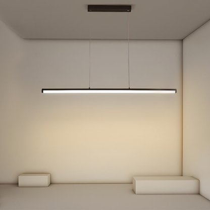 16'' Rectangular Long Matt Black Pendant Light Adjustable Warm White Ceiling Lights-Lighom
