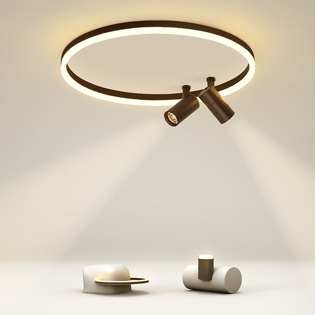 16" Round Dimmable Adjustable Flush Mount — White / White