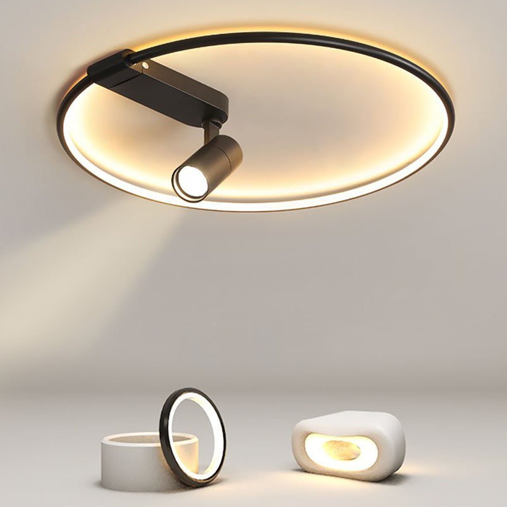 16" Round Dimmable Adjustable Flush Mount - Black
