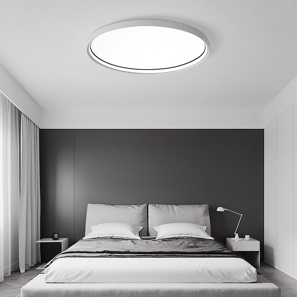 Single circle black flush mount lighting, Lighom — Cool White (6000K) / Matte Black