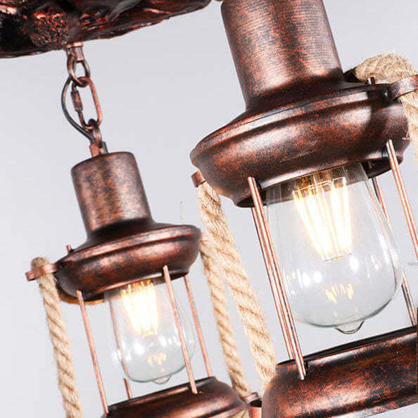 Vintage Nautical Metal Lantern Chandelier